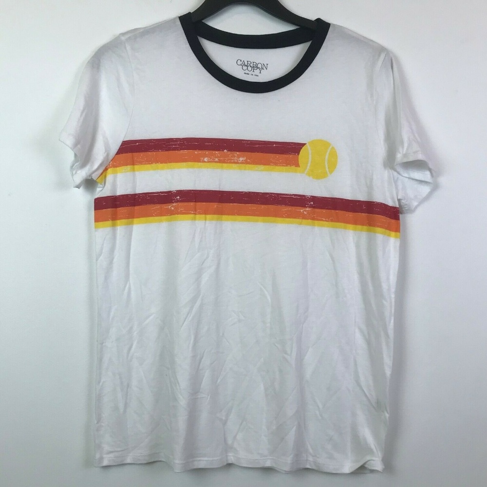 Carbon Copy Large White Sporty Print T Shirt 3X29